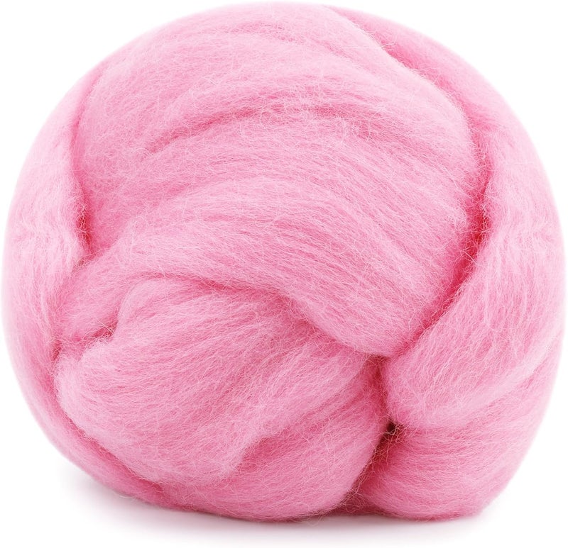 Mayboos Wool Roving Yarn, 1.76oz Colored Natural Wool Roving,Wool Felting Supplies Pure Wool Chunky Yarn for Wet Felting handcrafts and Spinning (Baby Pink) - Image 1
